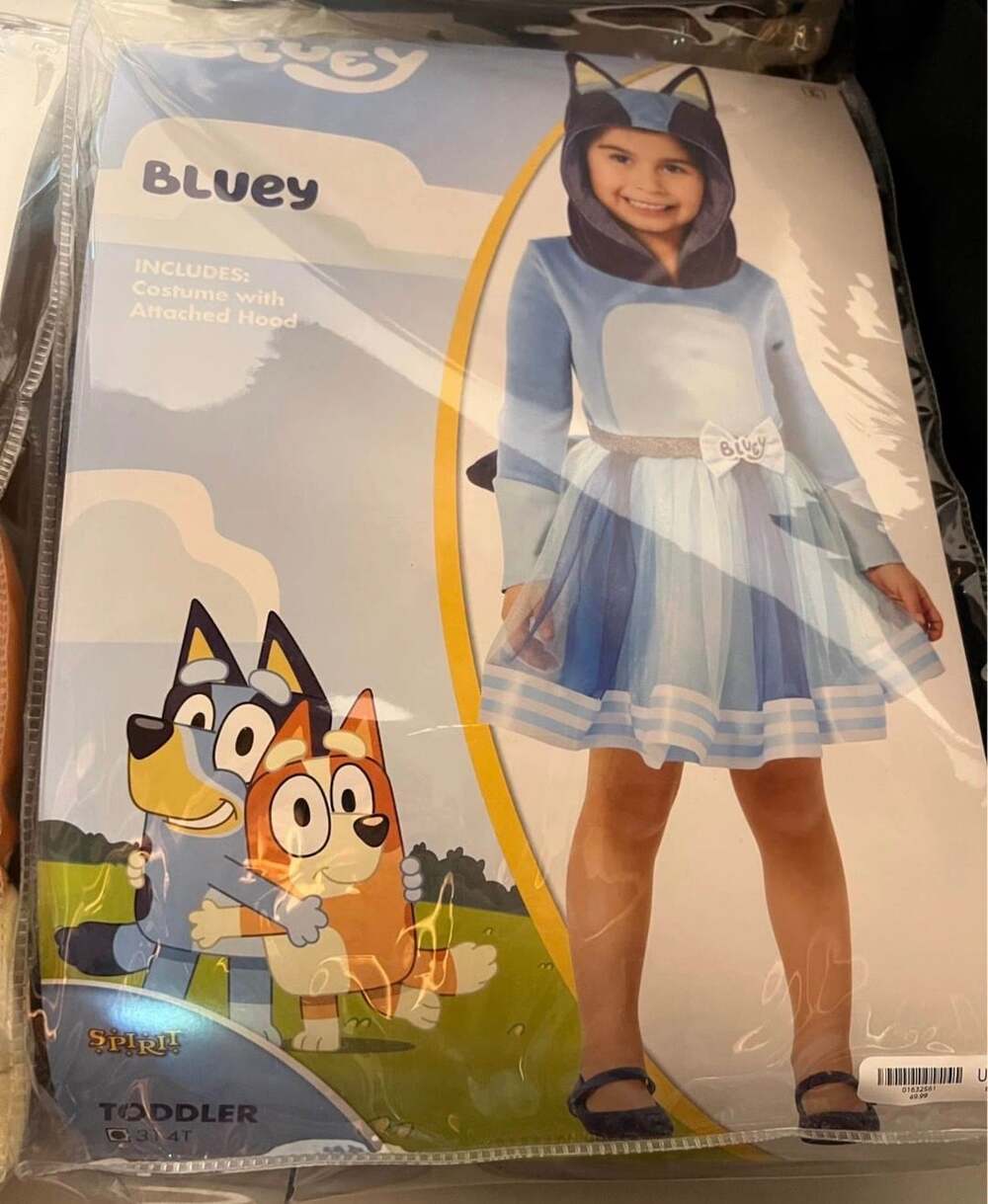 Bluey Toddler Costume with Attached Hood Size 3T-4T Spirit Halloween